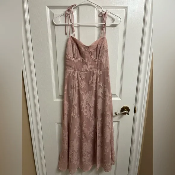 Lulus Loveliest Looks Blush Pink Floral Jacquard Tie-Strap Mini Dress - Picture 6 of 9